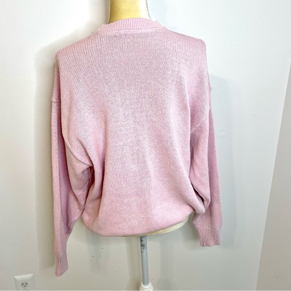 Vintage Parkhurst Duck Sweater Crew neck Twee Embossed L Baby Pink Cottagecore - Picture 9 of 14